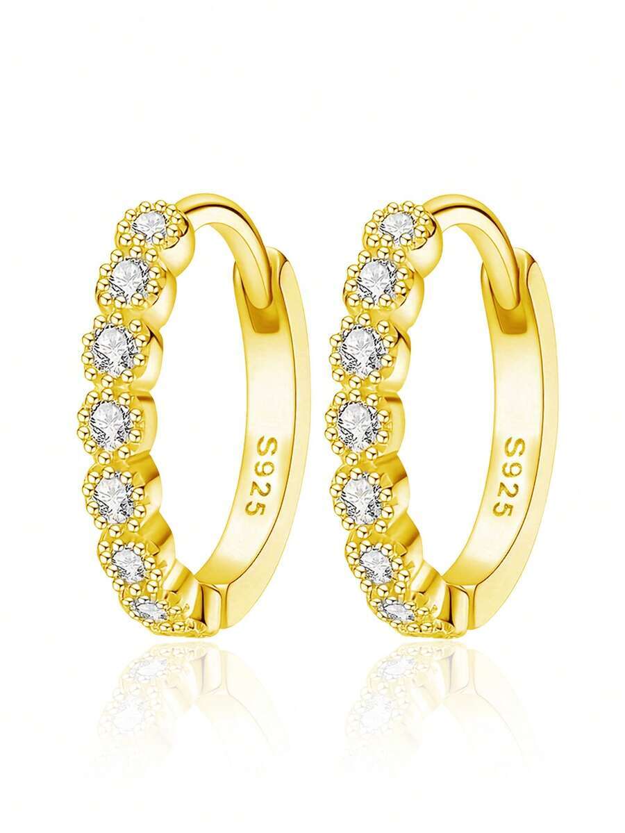 ジュエリー レディース イヤーアクセサリー ファッショナブルなピアス、繊細なミニマリストフープピアス、キュービックジルコニアピアス拍卖