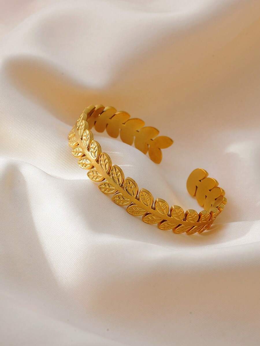 ジュエリー レディース ブレスレット バングル 1個 リーフデザイン ブレスレット、ファッショナブル、ミニマリスト、女性に適した、拍卖