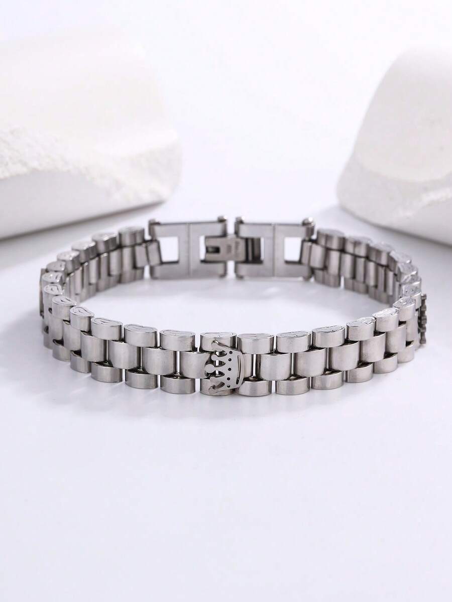 ジュエリー メンズ ブレスレット 1個 ステンレス製 三冠デザイン 調整可能なブレスレット、ユニセックスファッショナブルな装飾品、拍卖
