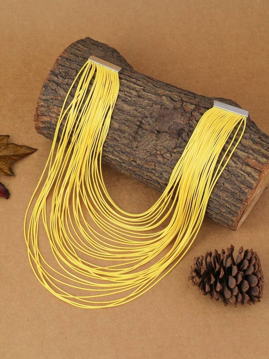 ジュエリー レディース ネックレス レイヤード 手作り マルチレイヤー ワックススレッド 亜鉛合金 磁気クラスプ 編み込み チョー拍卖