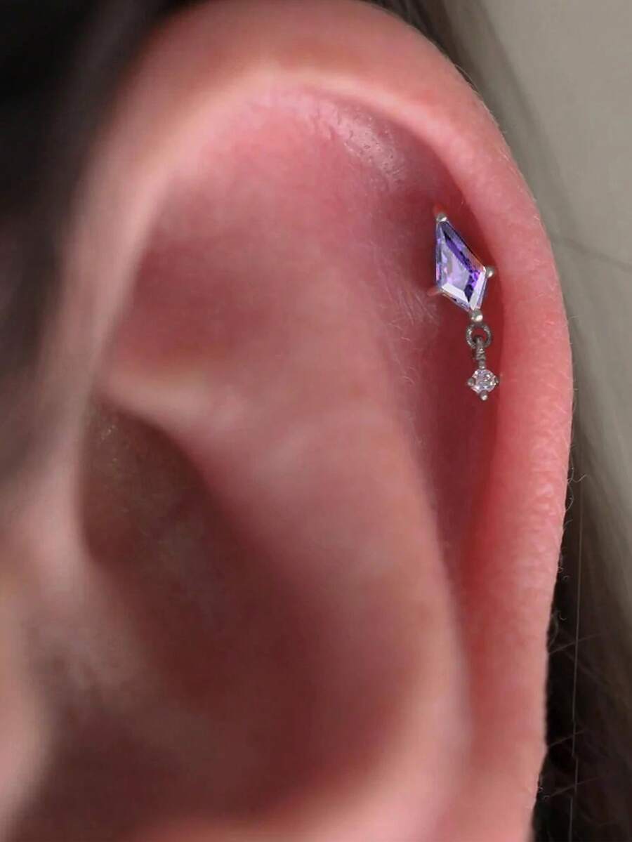 ジュエリー レディース イヤーアクセサリー 1個 925スターリングシルバー三角形ピアス 風 オールマッチ ダイヤモンド付きボール拍卖