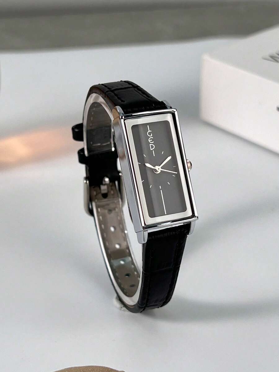 腕時計 レディース クォーツ 1個 レディース シンプルなヴィンテージベルト、繊細な長方形ダイアル、ファッショナブルなゴールドの針拍卖