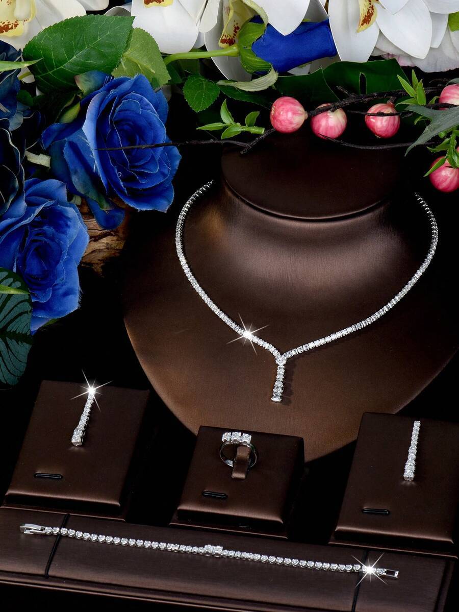 ジュエリー レディース セット 1セット 多用途 立方ジルコニア ジオメトリック デコレーション ジュエリーセット、女性の日常着用拍卖