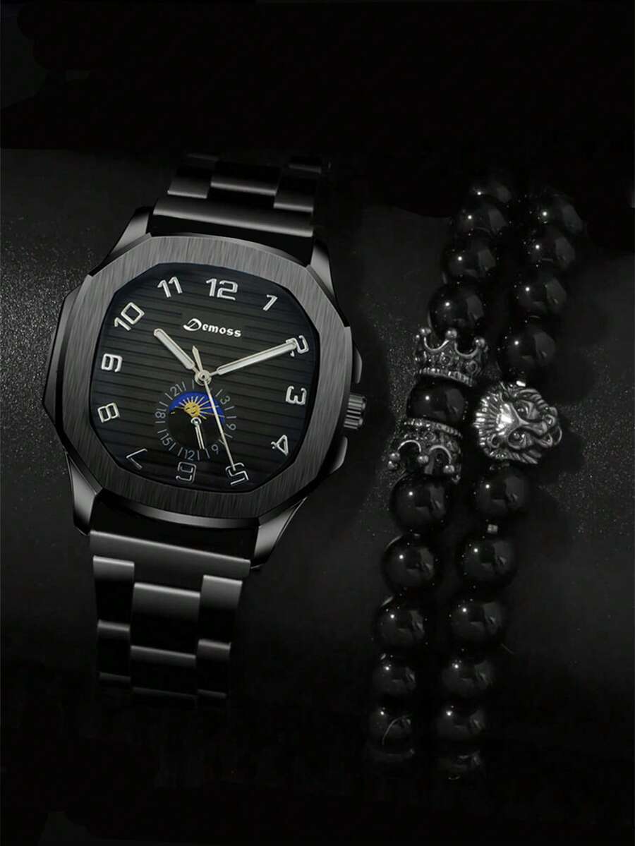 腕時計 メンズ セット 3個セット メンズファッション クォーツ腕時計、ステンレスバンド、亜鉛合金ケース、防水機能なし、アナログ表拍卖