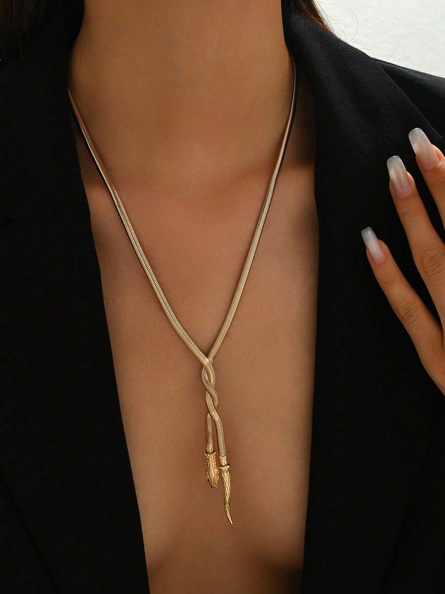 ジュエリー レディース ネックレス チョーカー 1個 ファッショナブルな パーソナライズ フラットスネーク編みアロイネックレス、シ拍卖