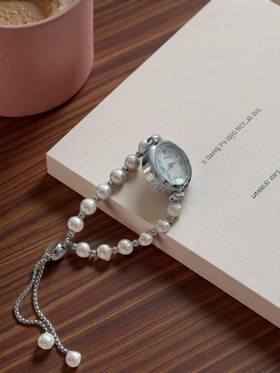 腕時計 レディース クォーツ 1個 女性用エレガントパールブレスレット腕時計、繊細な石英式ムーブメント、ギフトや日常着用に適してい拍卖