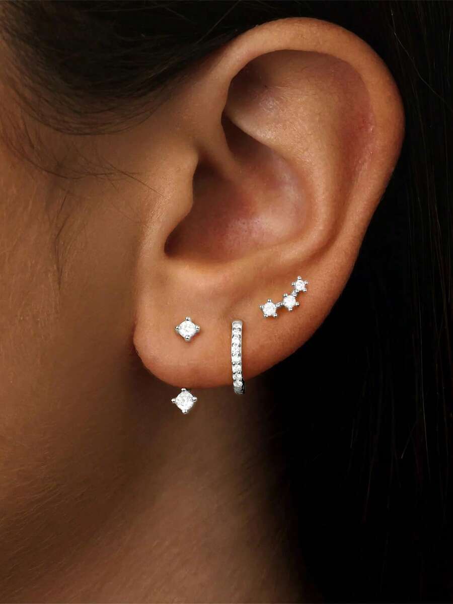 ジュエリー レディース イヤーアクセサリー セット 上品で繊細な銀製ピアス 3ペア(6個) 女性用ジュエリー レディースギフト拍卖