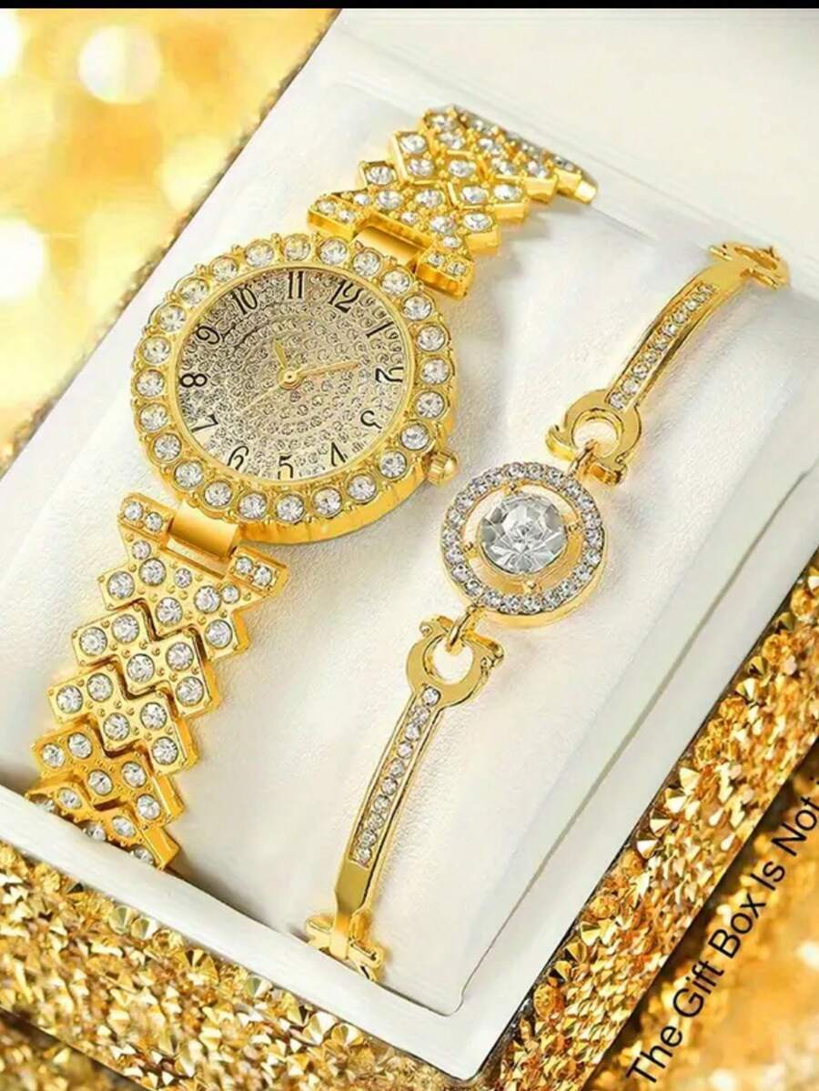 腕時計 レディース セット 女性用 5点セット ゴールド クォーツ 腕時計、ネックレス、ピアス、リング、ジュエリーセット、イブニン拍卖