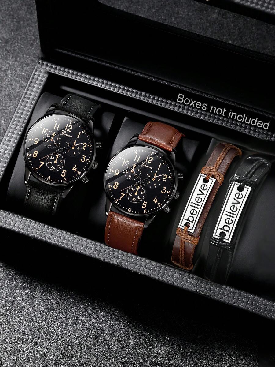 腕時計 メンズ セット メンズ腕時計 1セット スポーツ カジュアル ファッション デジタル ラウンドダイヤル クォーツ腕時計 レ拍卖