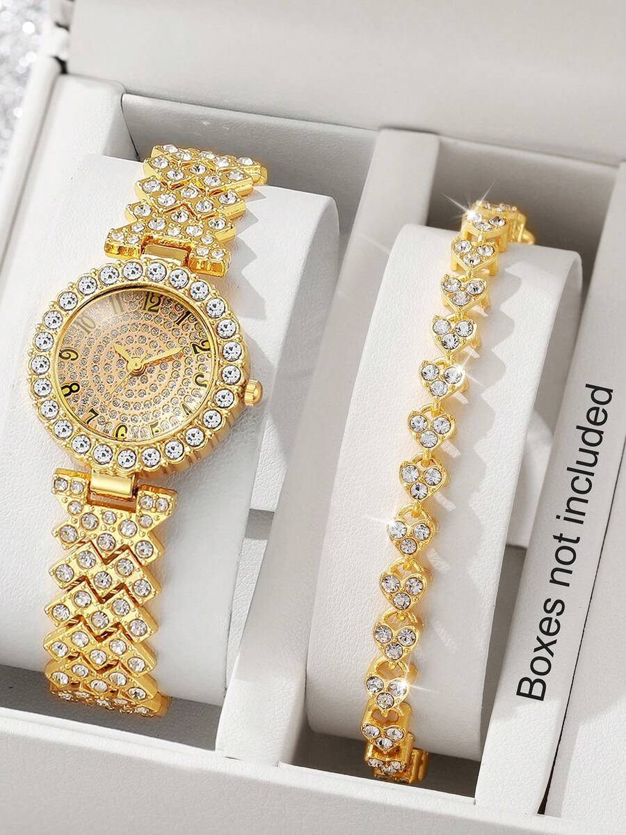 腕時計 レディース セット 2個 レディースファッションカジュアル ローマンダイヤル フルダイヤモンド 英国風腕時計 ジュエリーア拍卖