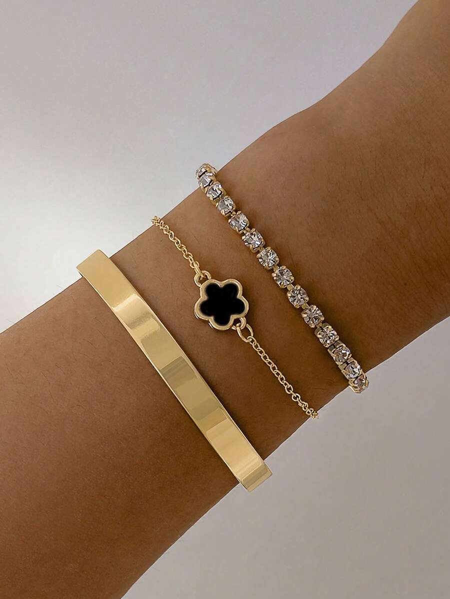 ジュエリー レディース ブレスレット セット 3個セット ミニマリスト 多用途 パーソナライズ ファッショナブル合金 ラインストー拍卖