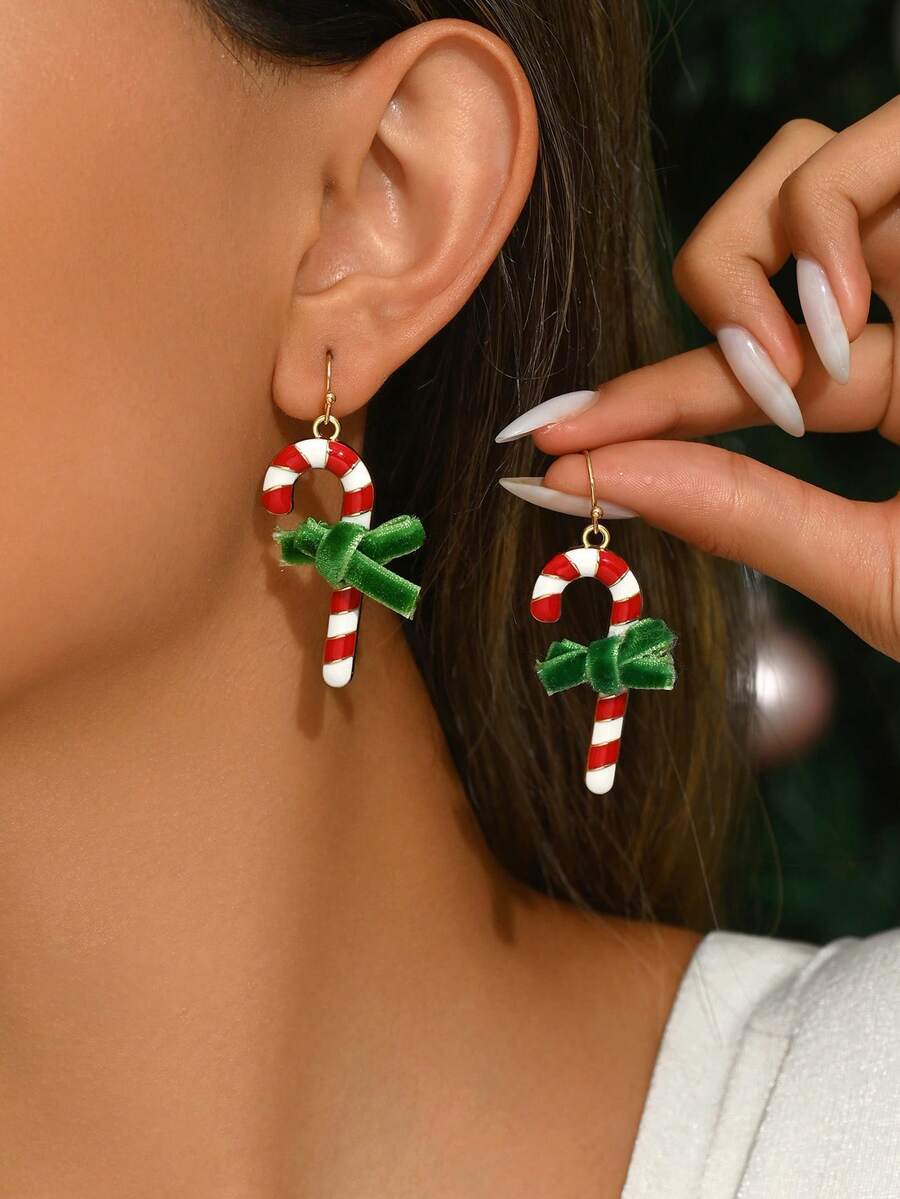 ジュエリー レディース イヤーアクセサリー クリスマスボール型ファッションサンタレッドキャンディ面白いピアス1ペア、雪の結晶スター拍卖