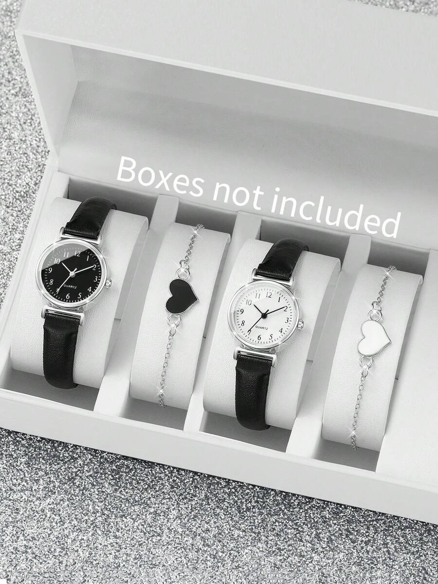 腕時計 レディース セット 4個セット レディース腕時計ギフト - ミニマリストファッション数字小ダイヤル クォーツ腕時計 + ハ拍卖