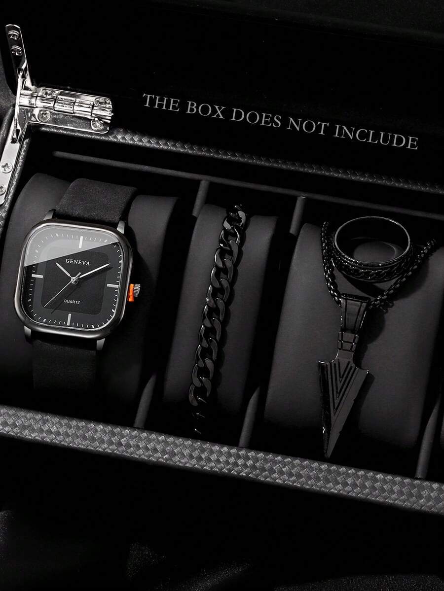 腕時計 メンズ セット ファッションビジネスカジュアル メンズウォッチセット 4点、多機能 スクエアダイヤル クォーツ腕時計 ネッ拍卖