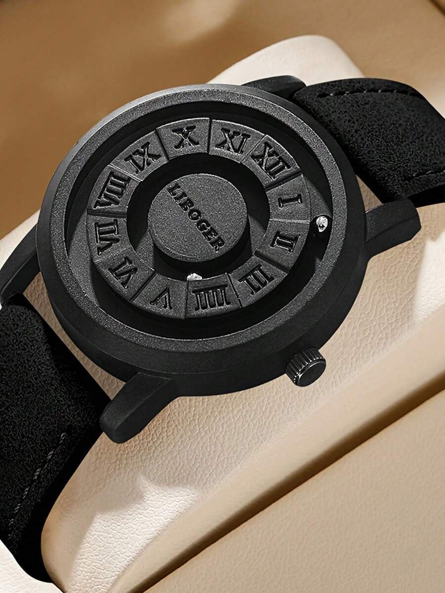 腕時計 メンズ クォーツ 1個 シンプルな個性的な磁石式ボールウォッチ 合金ダイヤル ボーイズ用、ラバーストラップ、ボーイズへの最拍卖