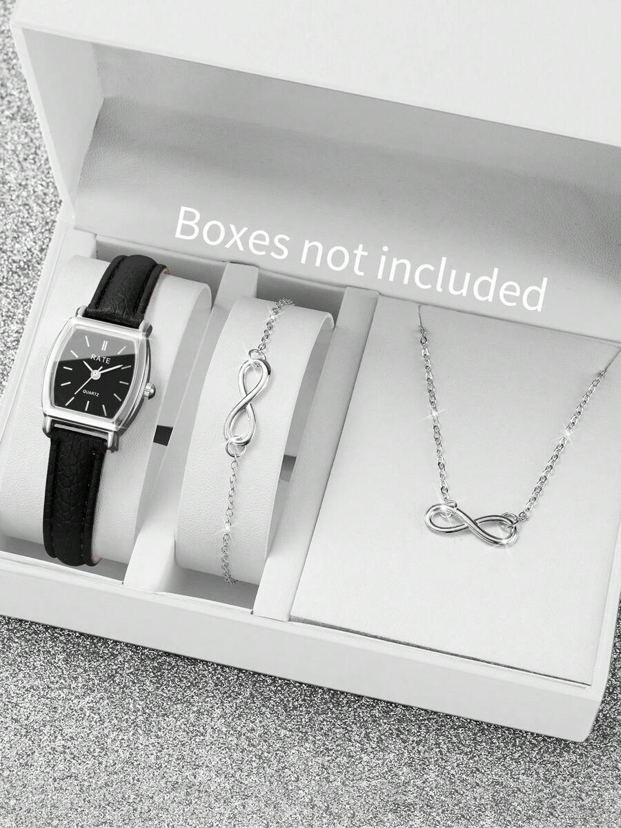 腕時計 レディース セット 3個セット レディース ギフトウォッチ - ファッション レザーストラップ バレル型 ミニマリストダイ拍卖