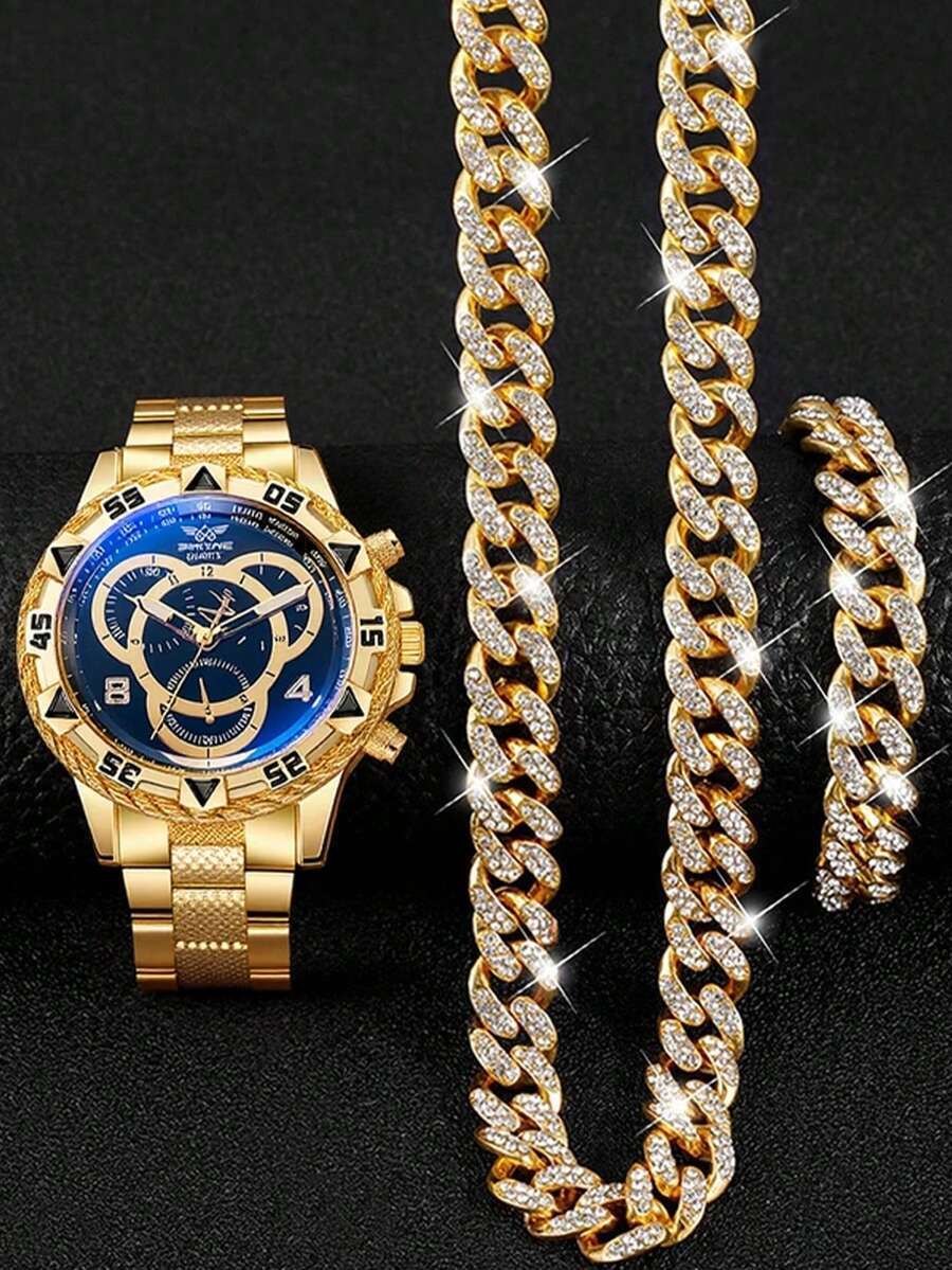 腕時計 レディース セット 3点セット エレガントな丸型クォーツ腕時計 スチールバンド + ミニマリストデザイン ブレスレット &拍卖