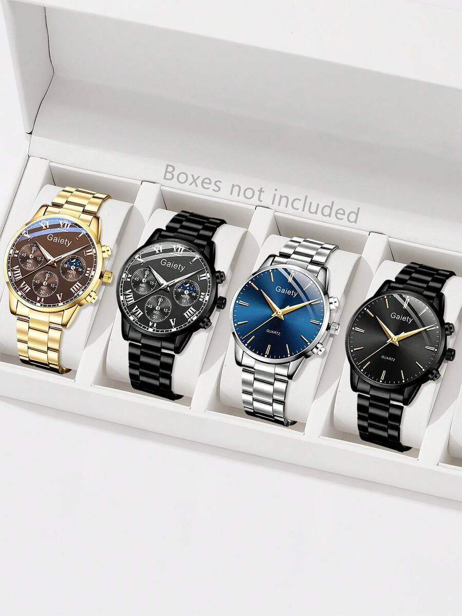 腕時計 メンズ セット 4個入りファッションメンズ腕時計セット ビジネス デジタル目盛り文字盤 クォーツ式 日常の服装合わせやホリ拍卖