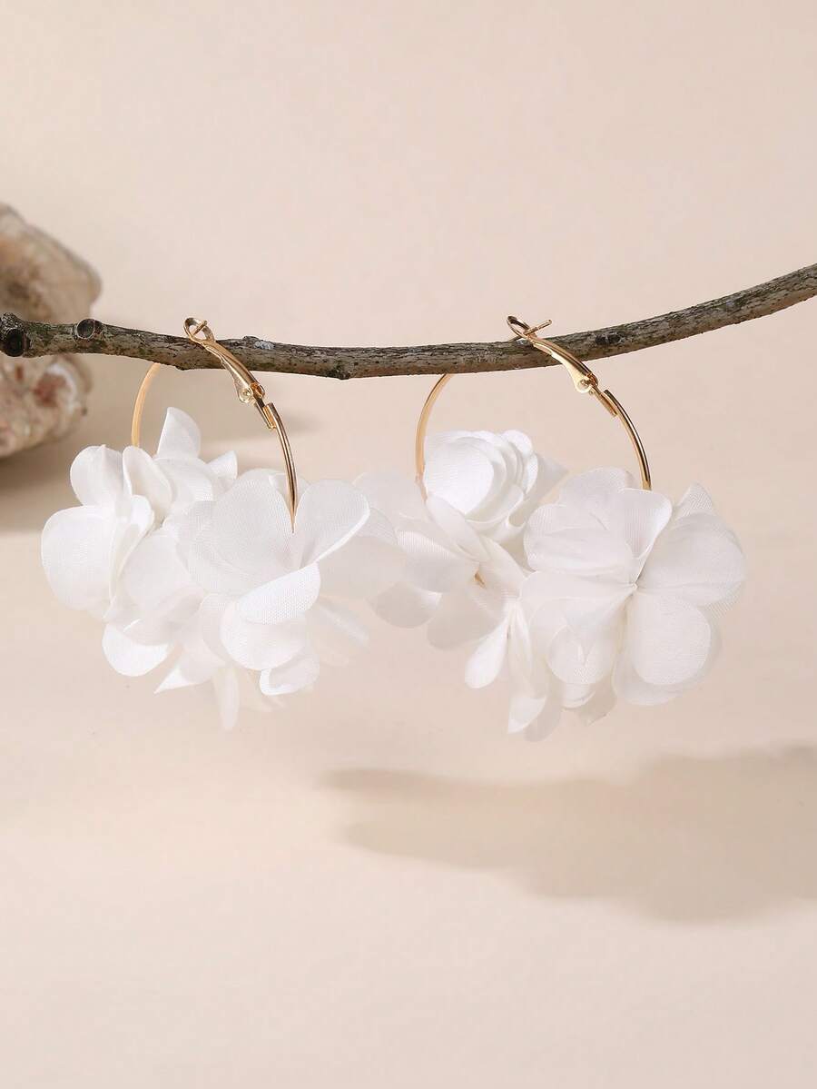 ジュエリー レディース イヤーアクセサリー 1ペア エレガントな円形フラワーデザイン ドロップピアス、ファッショナブルなパーティー拍卖