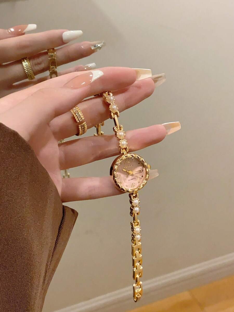 腕時計 レディース クォーツ 1個 新作 ピンク/ホワイト ビーズブレスレット スタイル レディース 腕時計、かわいい楕円形 レデ拍卖