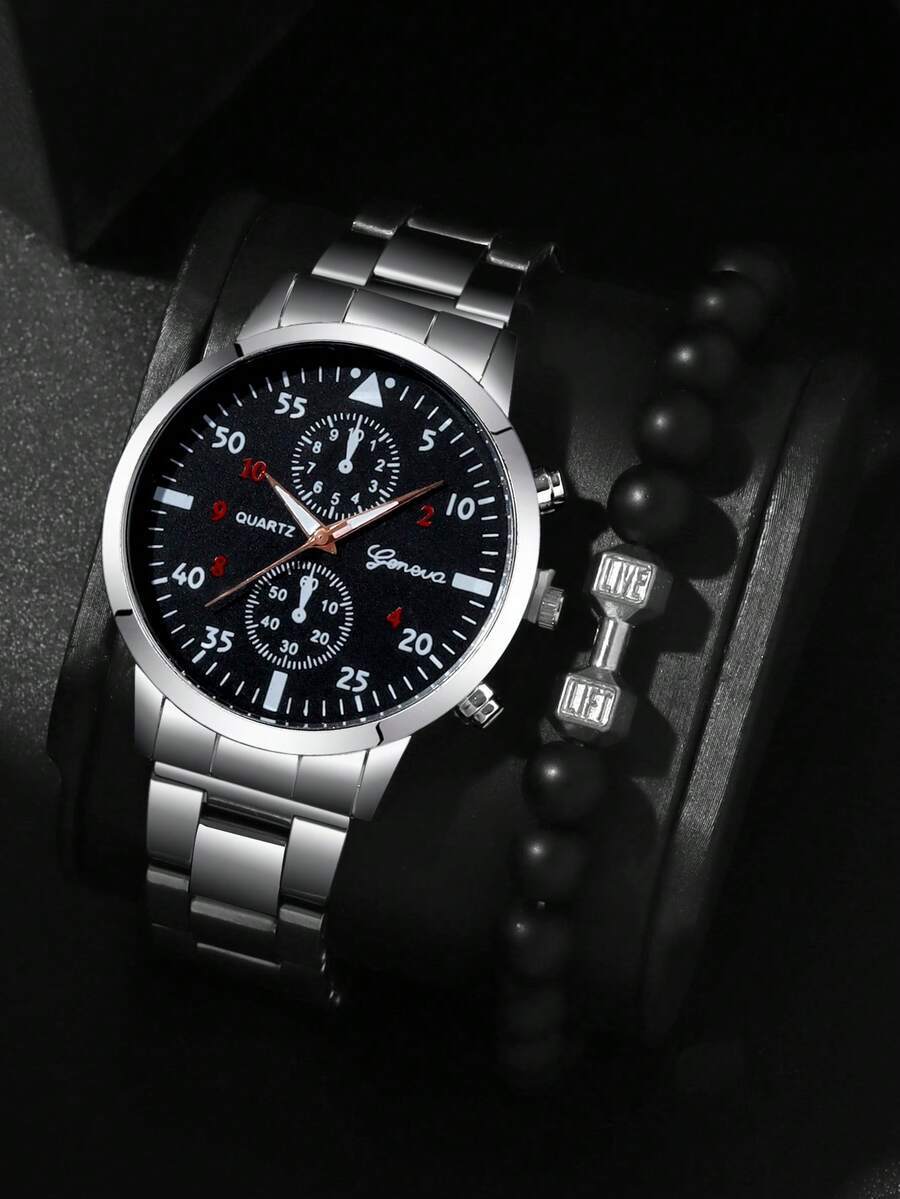 腕時計 メンズ セット 2個 ファッションビジネスカジュアル メンズ腕時計、丸型ダイヤル アラビア数字スケール 合金クォーツ腕時計拍卖