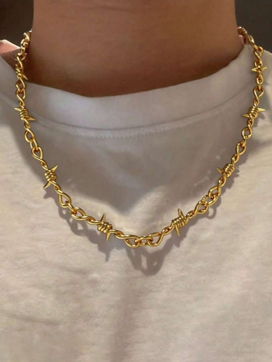 ジュエリー メンズ ネックレス 1個 ニッチェ レトロ トゥーンネックレス、トゥーンキャビクルチェーン ナショナルファッションパン拍卖