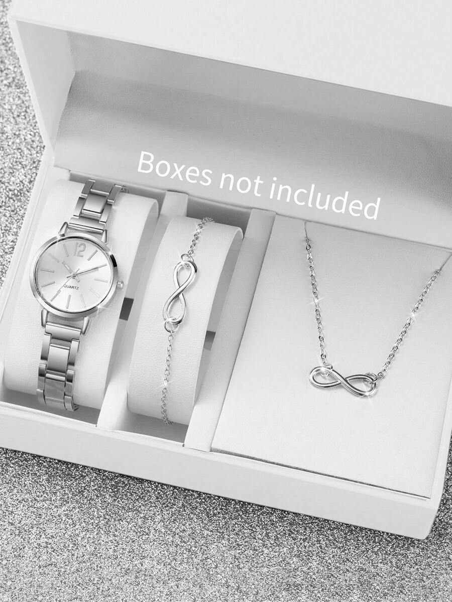 腕時計 レディース セット 3個セット レディース ギフト ウォッチ、ステンレスバンド、ミニマリスト数字ダイヤル 小さな クォーツ拍卖