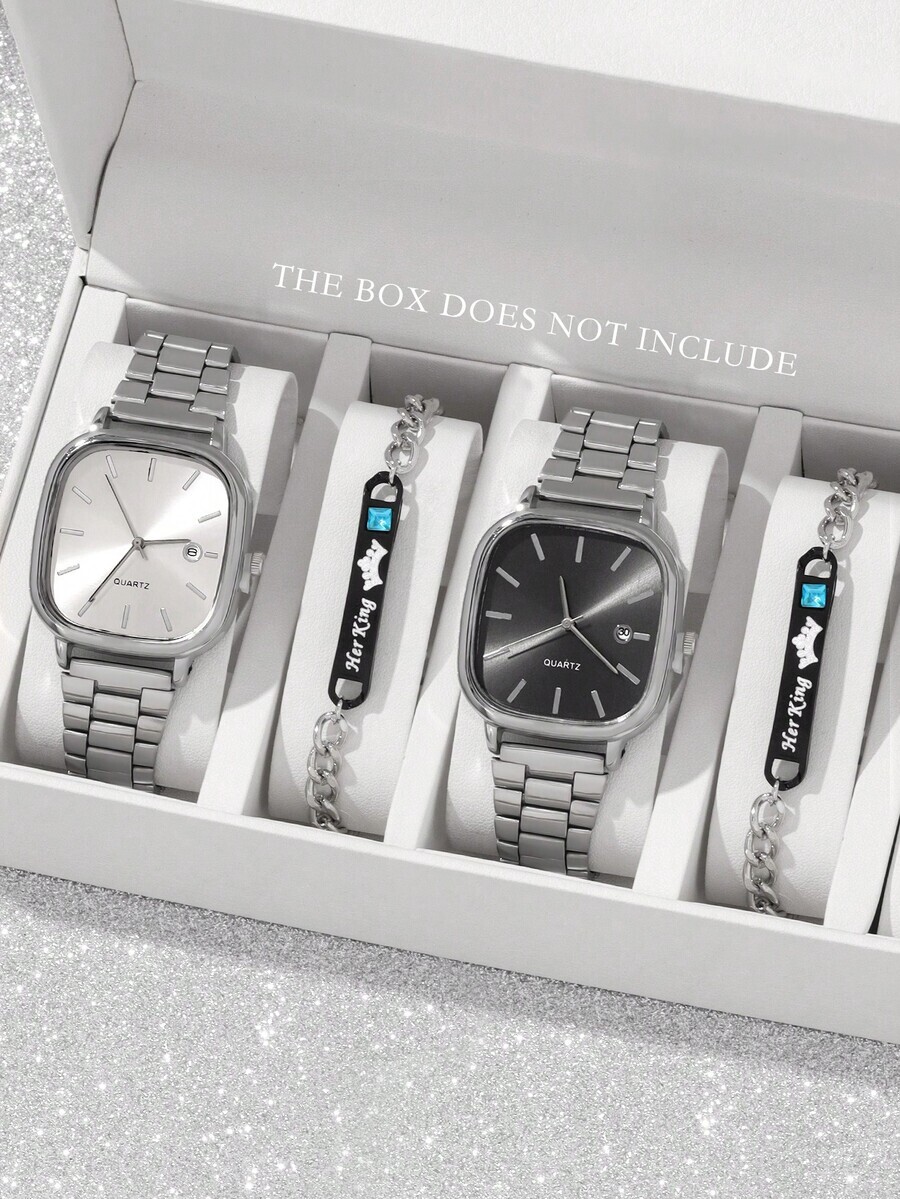 腕時計 メンズ セット 4個 メンズカジュアルファッション グラデーション スクエアダイヤル クォーツ腕時計 ジンクアロイストラッ拍卖