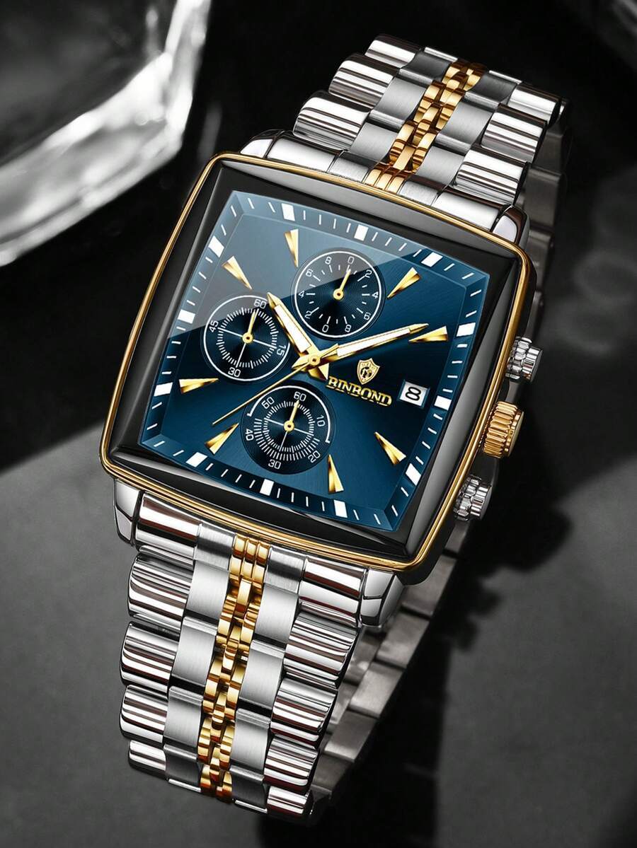 腕時計 メンズ クォーツ スクエアデザイン メンズクォーツ腕時計 ラグジュアリーファッション マルチファンクション クロノグラフダ拍卖