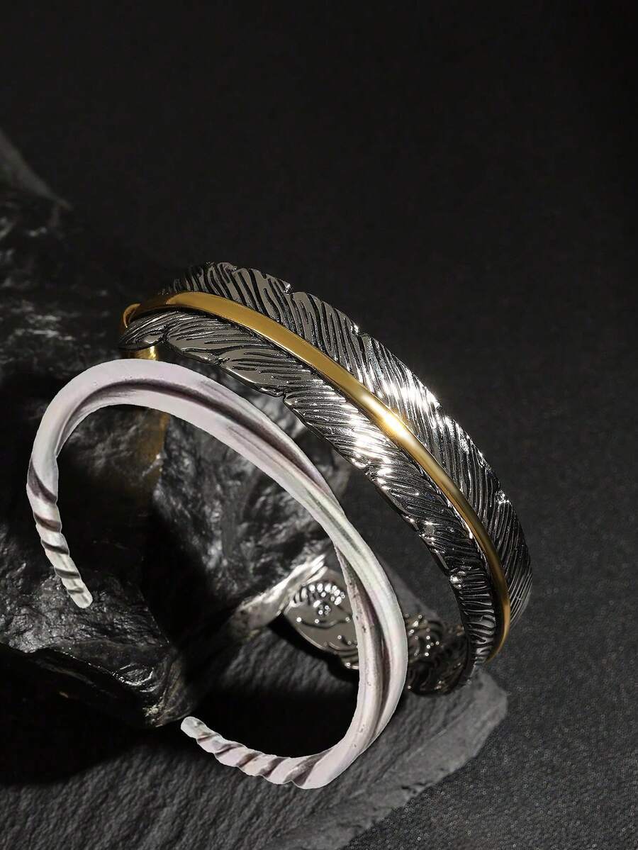 ジュエリー メンズ ブレスレット 1個 レトロミニマリストアロイ幾何学メンズバングル、デイリーウェアに適しています拍卖