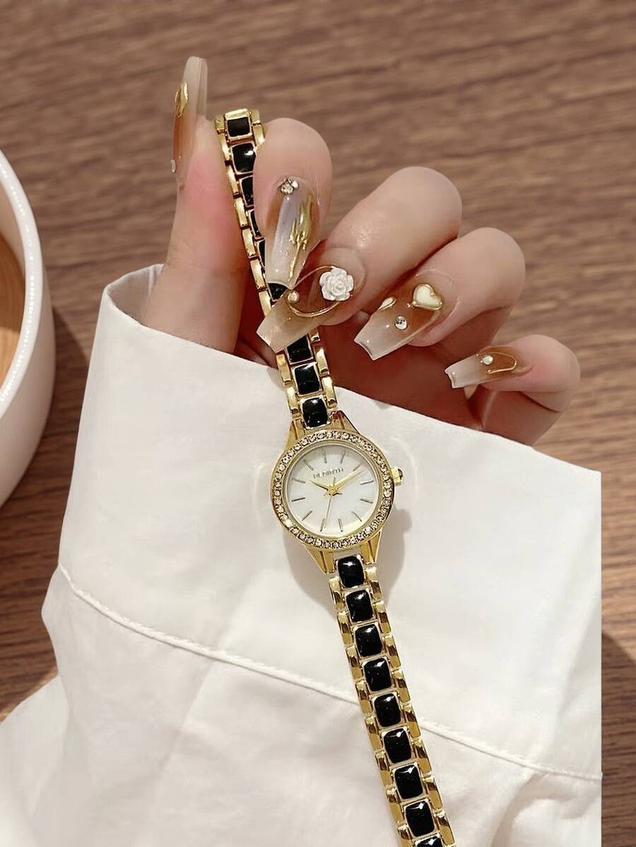 腕時計 レディース クォーツ 1個 レディース プチサイズ エレガントステンレススチールバンド クォーツ式腕時計、デイリー使いに適拍卖