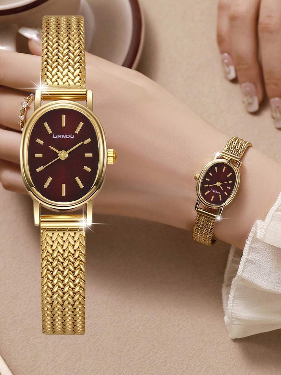 腕時計 レディース クォーツ 1個 オーバル型 ヴィンテージスタイル、ファッショナブルでエレガント、調整可能なストラップ、クォーツ拍卖