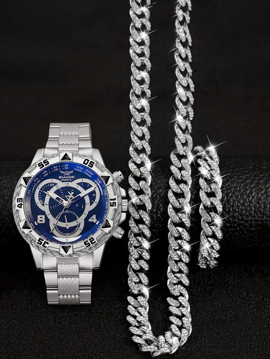 腕時計 レディース セット 3点セット エレガントな丸型クォーツ腕時計 スチールバンド + ミニマリストデザイン ブレスレット&ネ拍卖