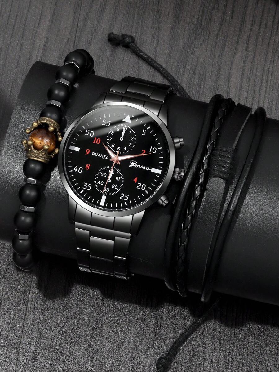 腕時計 メンズ セット 3個セット ファッションビジネスカジュアル メンズ腕時計、丸型ダイヤル アラビア数字スケール 合金クォーツ拍卖