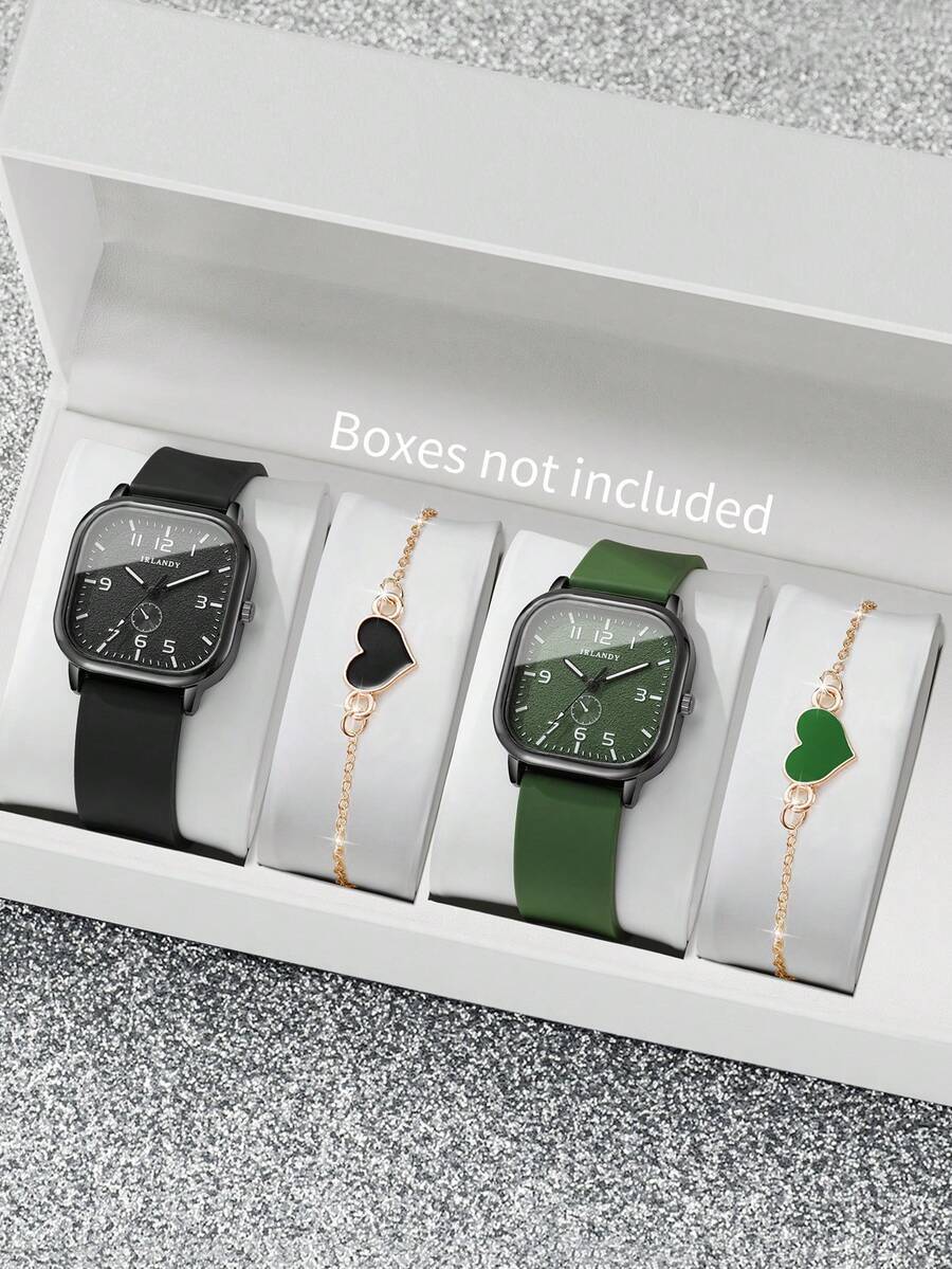 腕時計 レディース セット 女性用ギフト シリコン腕時計4点セット、ファッションカジュアル シングルアイデジタルスケールダイヤル拍卖