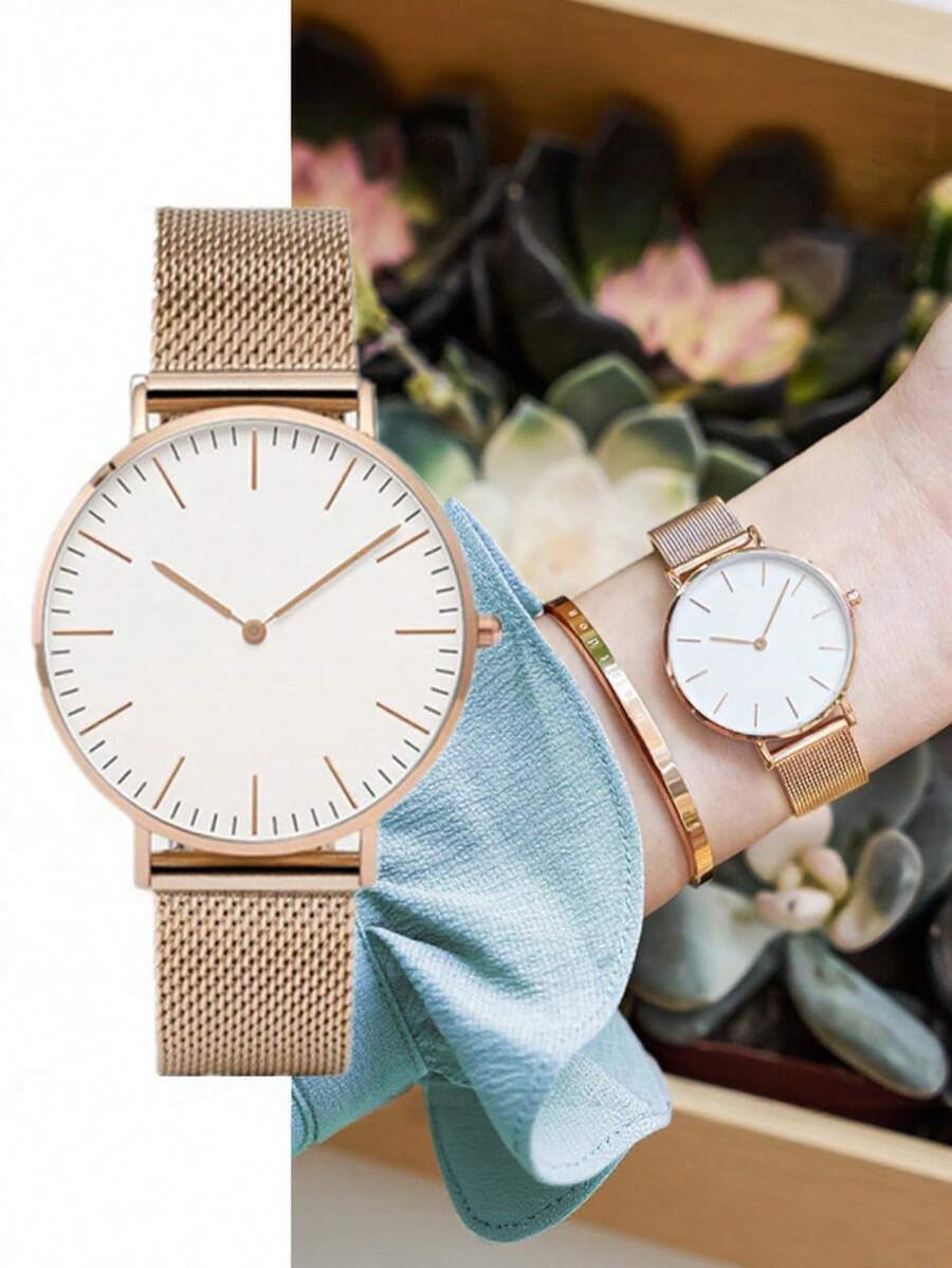 腕時計 レディース クォーツ 1個 高級ファッション ブレスレット ウォッチ レディース ステンレススチールメッシュストラップ ク拍卖