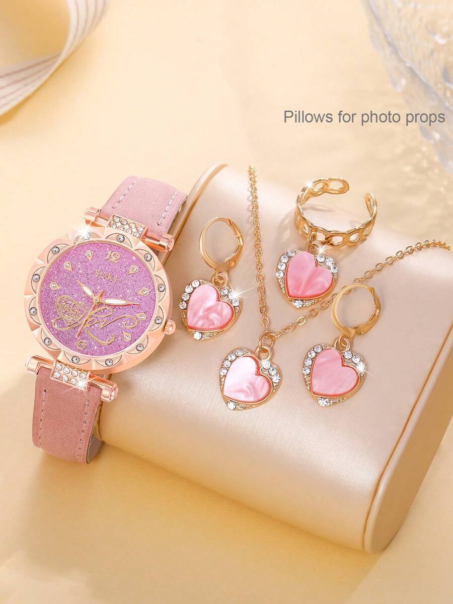 腕時計 レディース セット 国民の日 レディース腕時計 5点セット ゴージャス スタイリッシュ ダイヤモンド装飾 クォーツ腕時計拍卖