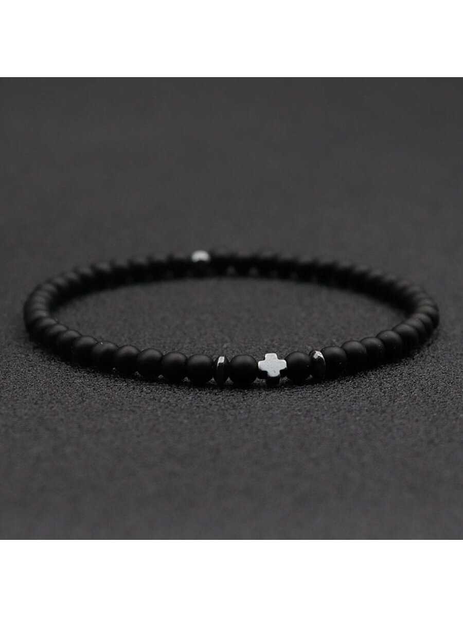 ジュエリー メンズ ブレスレット 4mmナチュラルストーンブレスレット メンズ ヘマタイトクロスブレスレット ラウンド型ビーズブレ拍卖