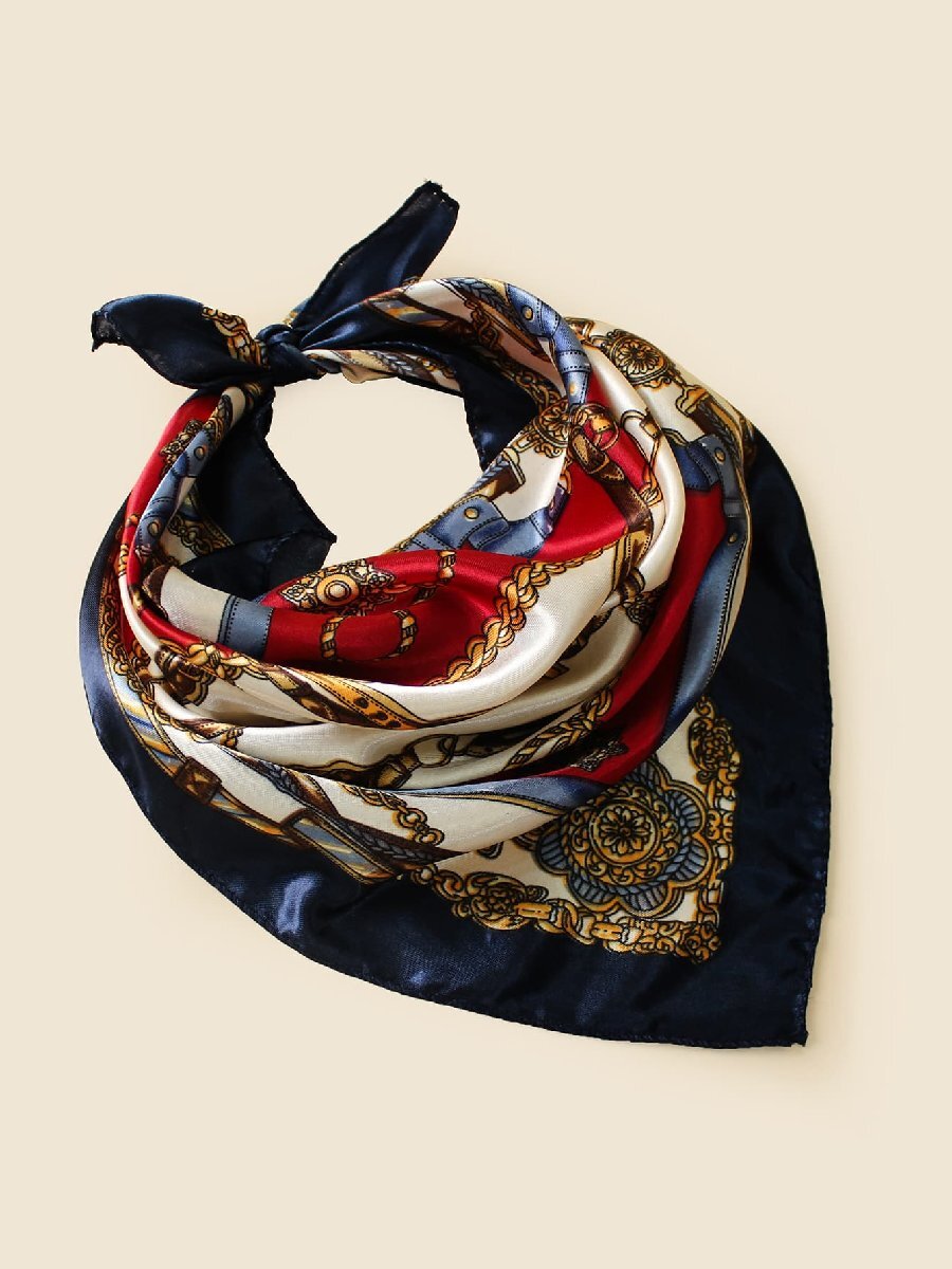 アクセサリー レディース スカーフ チェーンプリントバンダナ 1枚、アウトドアや旅行用の装飾バンダナ、髪飾り、ヘッドバンド、おしゃ拍卖