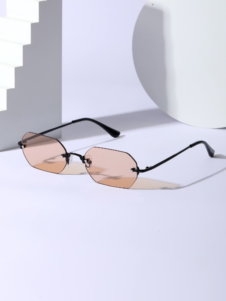 アクセサリー メンズ アイアクセサリー 1個 メンズ ローズピンク 50%ティンテッドレンズ レトロ スモール ヘキサゴナル フル拍卖