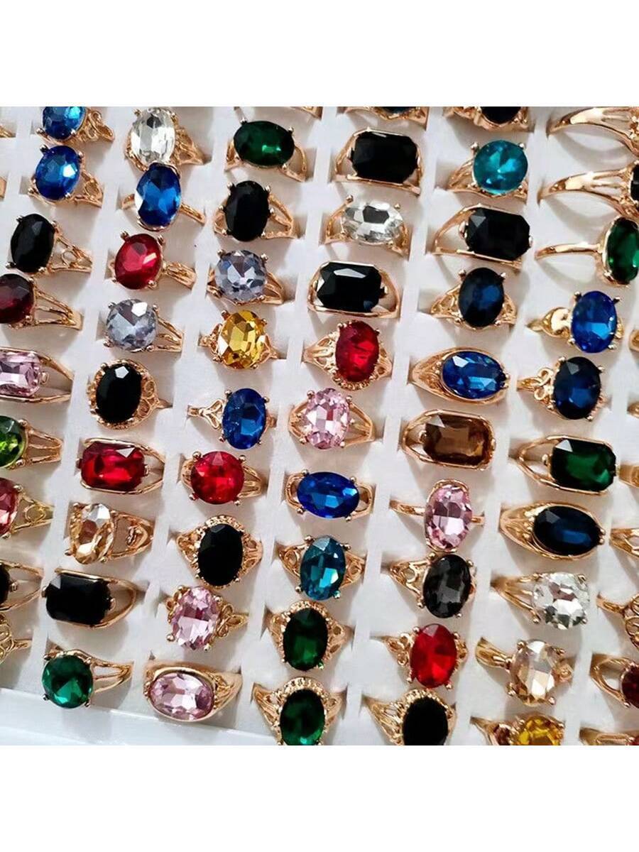 リング レディース セット 指輪 10個セット 高級合金 キラキラ宝石 オパール カラフル 北欧風 宝石つき ミニマルリング ウェ拍卖