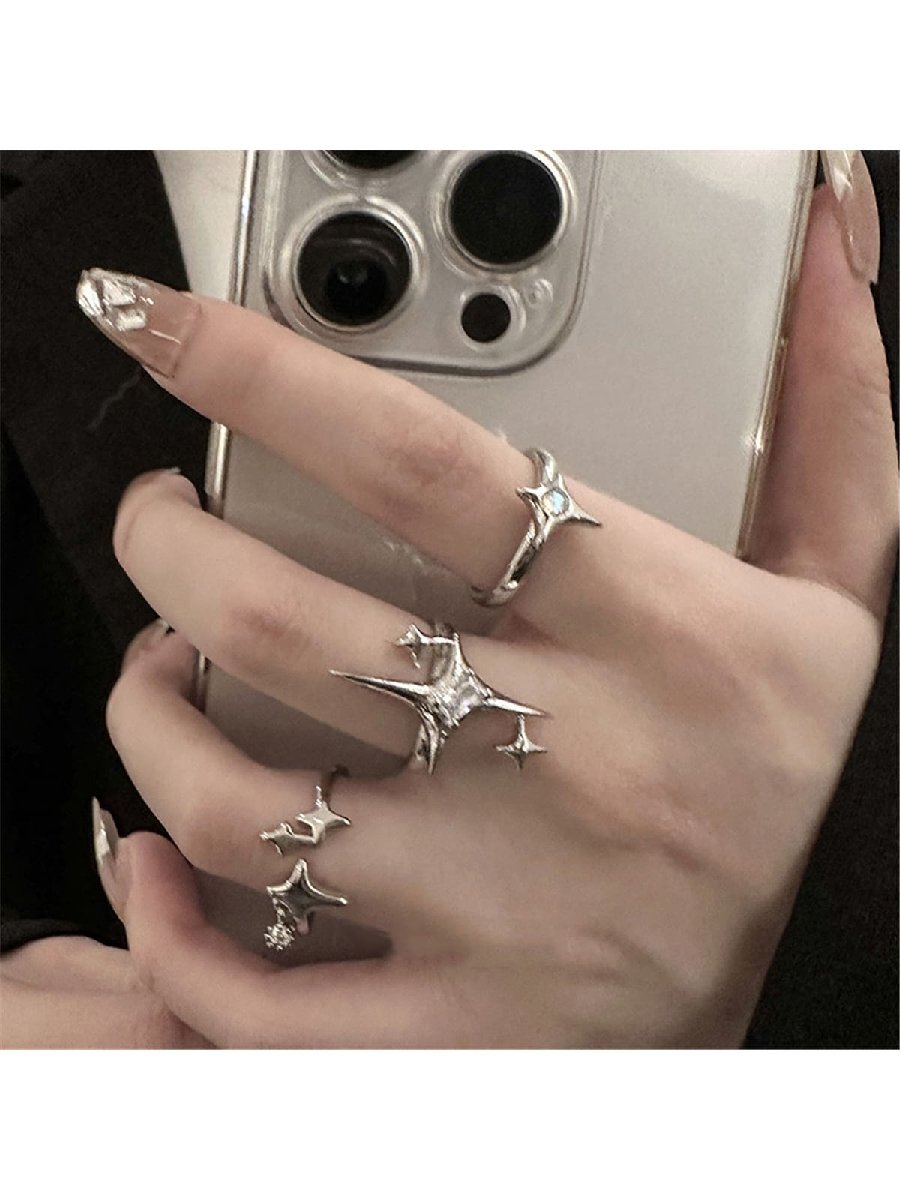 リング レディース セット 3個セット パーソナリティジルコニアスター オープンリング拍卖
