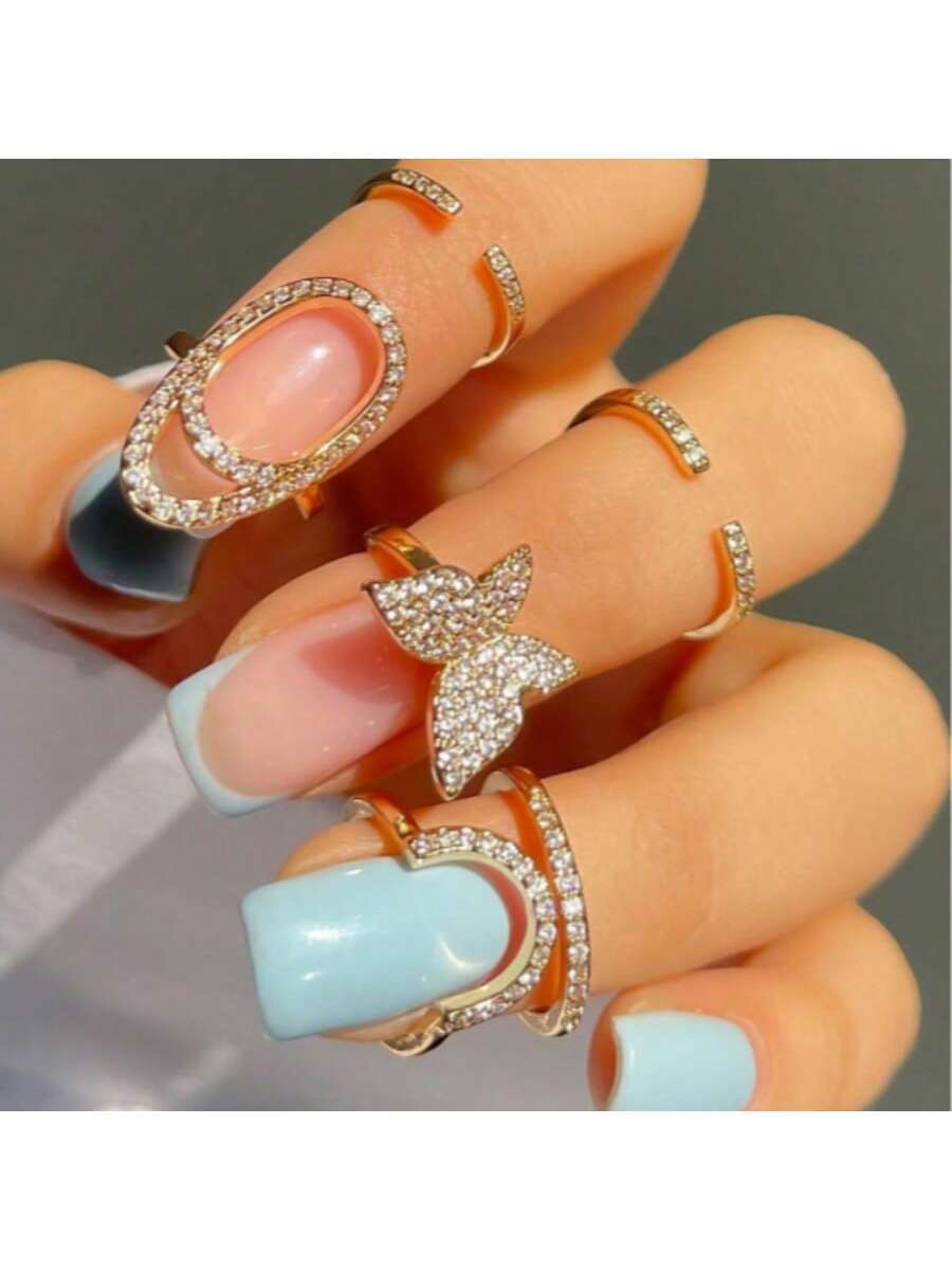 リング レディース ミトン 3点セット マイクロジルコニア ネイルリング、クリエイティブリングセット拍卖