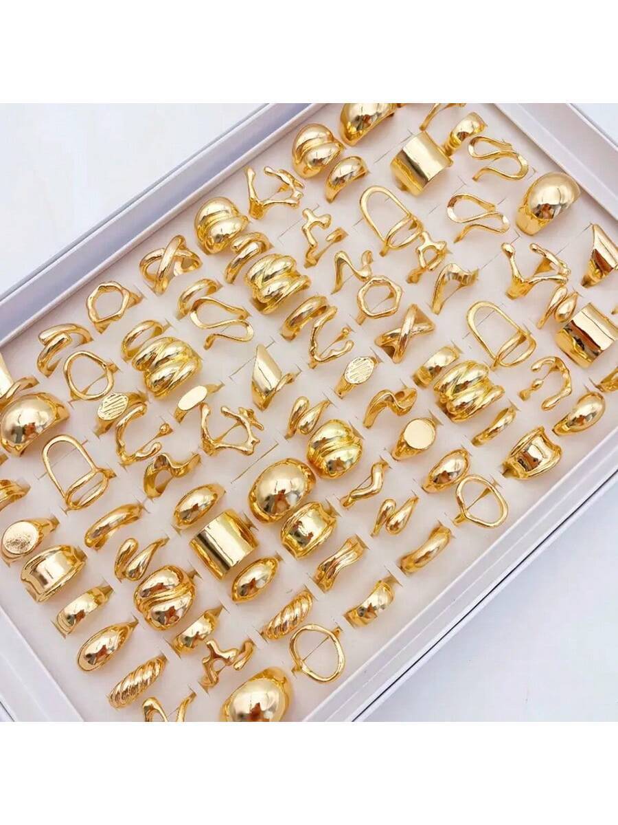 リング レディース セット 20個入りパック 誇張的なフローラル非対称形状合金リングセット、ヴィンテージエレガントな人工真珠ミック拍卖