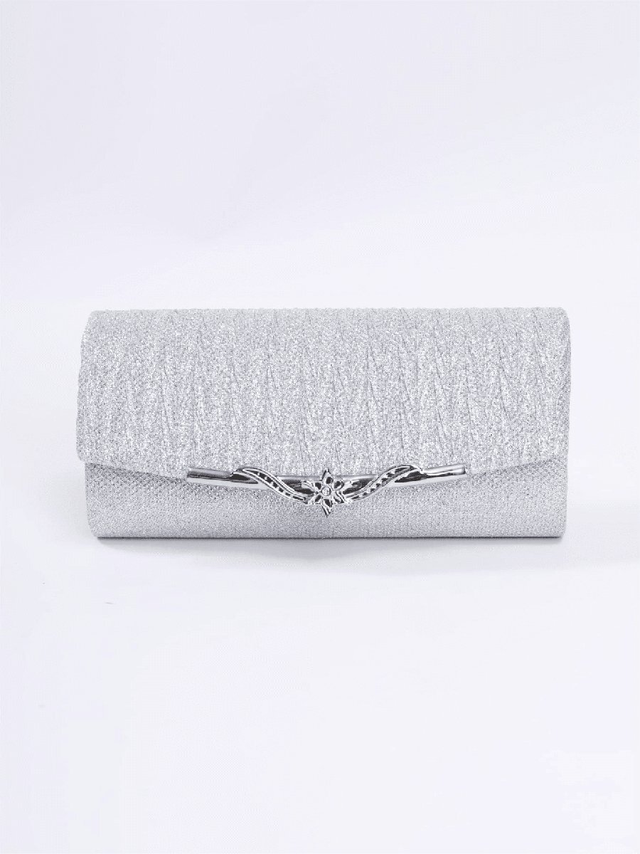 バッグ レディース ドレスバッグ 1個 ミニ スパークリング グリッター クラッチバッグ、ひだ飾りメタルエッジ付き、シンプルなフリ拍卖