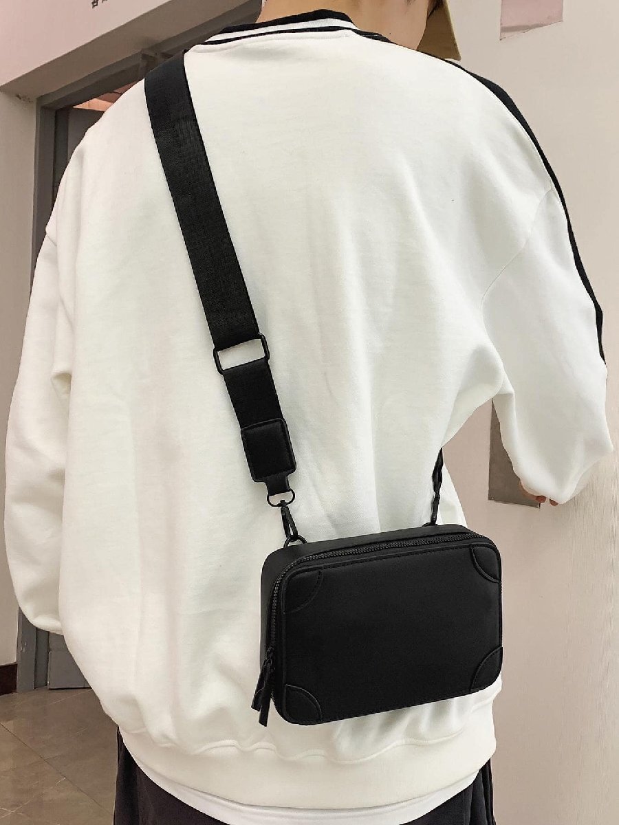 バッグ メンズ ショルダーパック 1個 ファッショントレンディーなソリッドカラーミニボックスショルダーバッグ、ビジネスPUメッセン拍卖