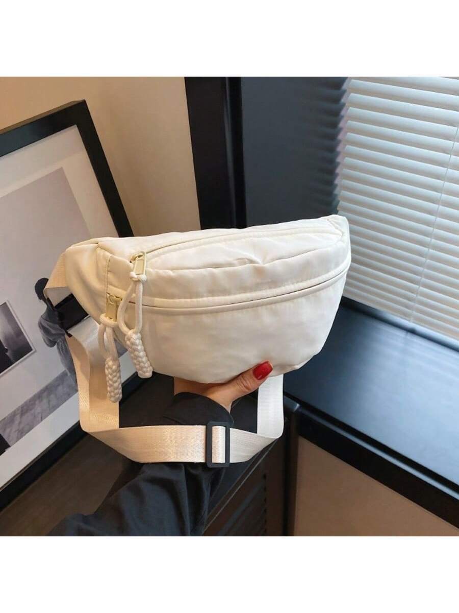 バッグ レディース ウエストバッグ ミニマリストデザイン 韓国スタイルスリングバッグ、かわいい麦デザイン ジッパーロープ マルチレ拍卖