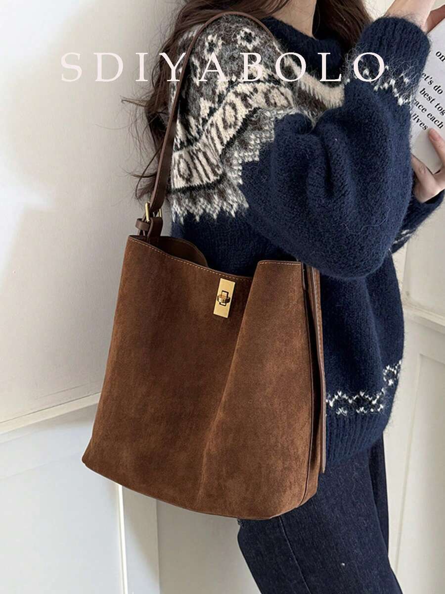 バッグ レディース ショルダーバッグ 新作 ヴィンテージバッグ ブラウン 大容量 バケツバッグ ショルダーバッグ 脇下バッグ クロ拍卖