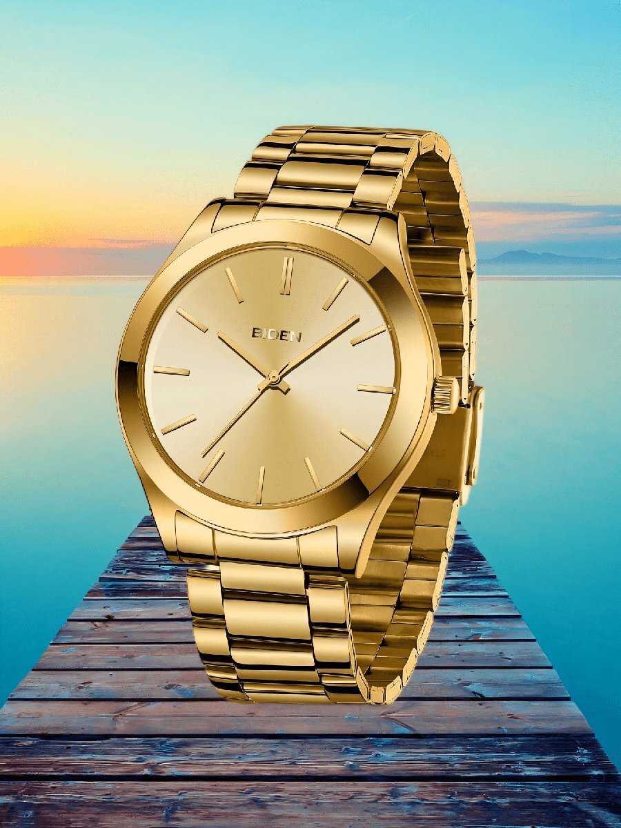 腕時計 メンズ クォーツ 1個 メンズ 防水ステンレススチールバンド アナログクォーツ 腕時計、シンプルなビジネス腕時計、メンズプ拍卖