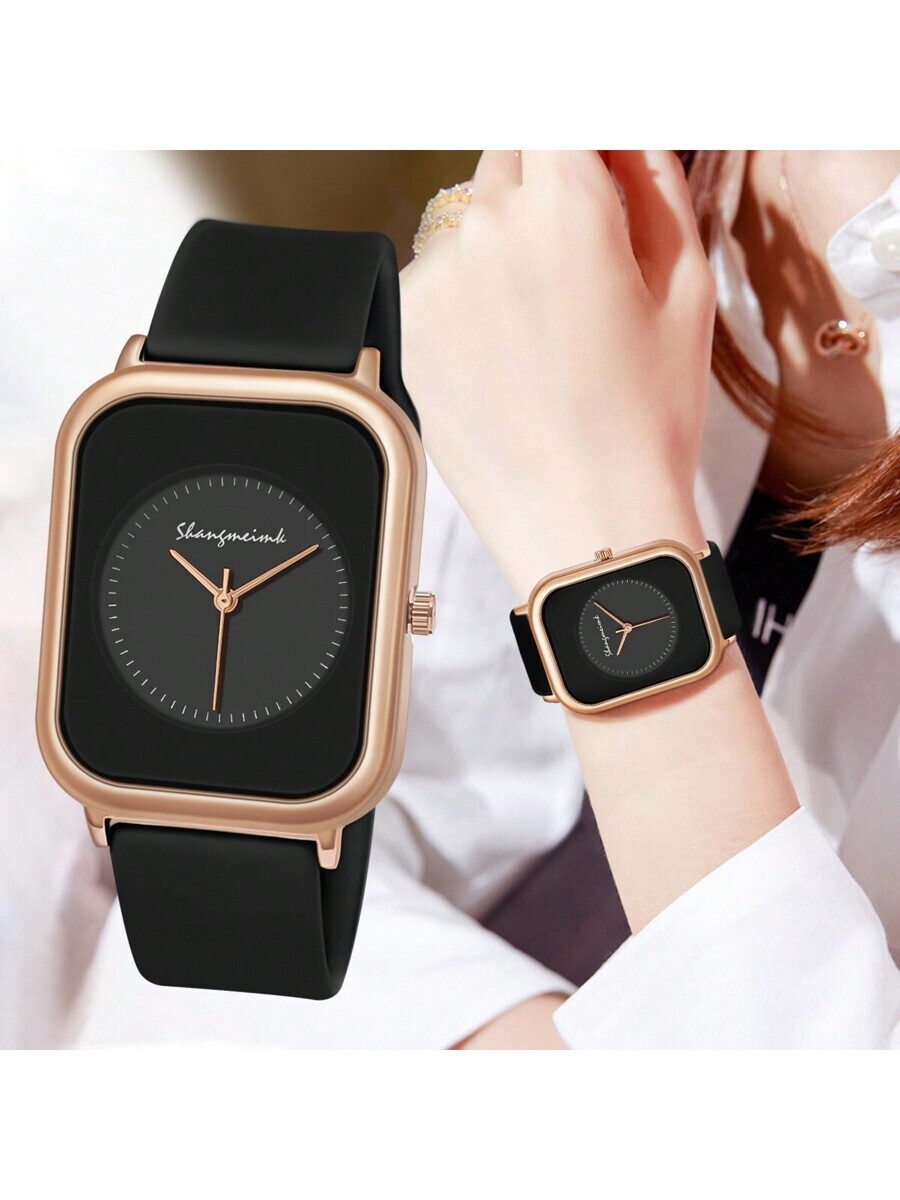 腕時計 レディース クォーツ レディース 可愛い シンプル エレガント ファッション 四角型 ケース シリコンストラップ クォーツ拍卖